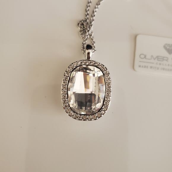 Oliver‎ Weber Collection Pendant Necklace Swarovski Element Rhodium Plated NWT - Picture 12 of 13